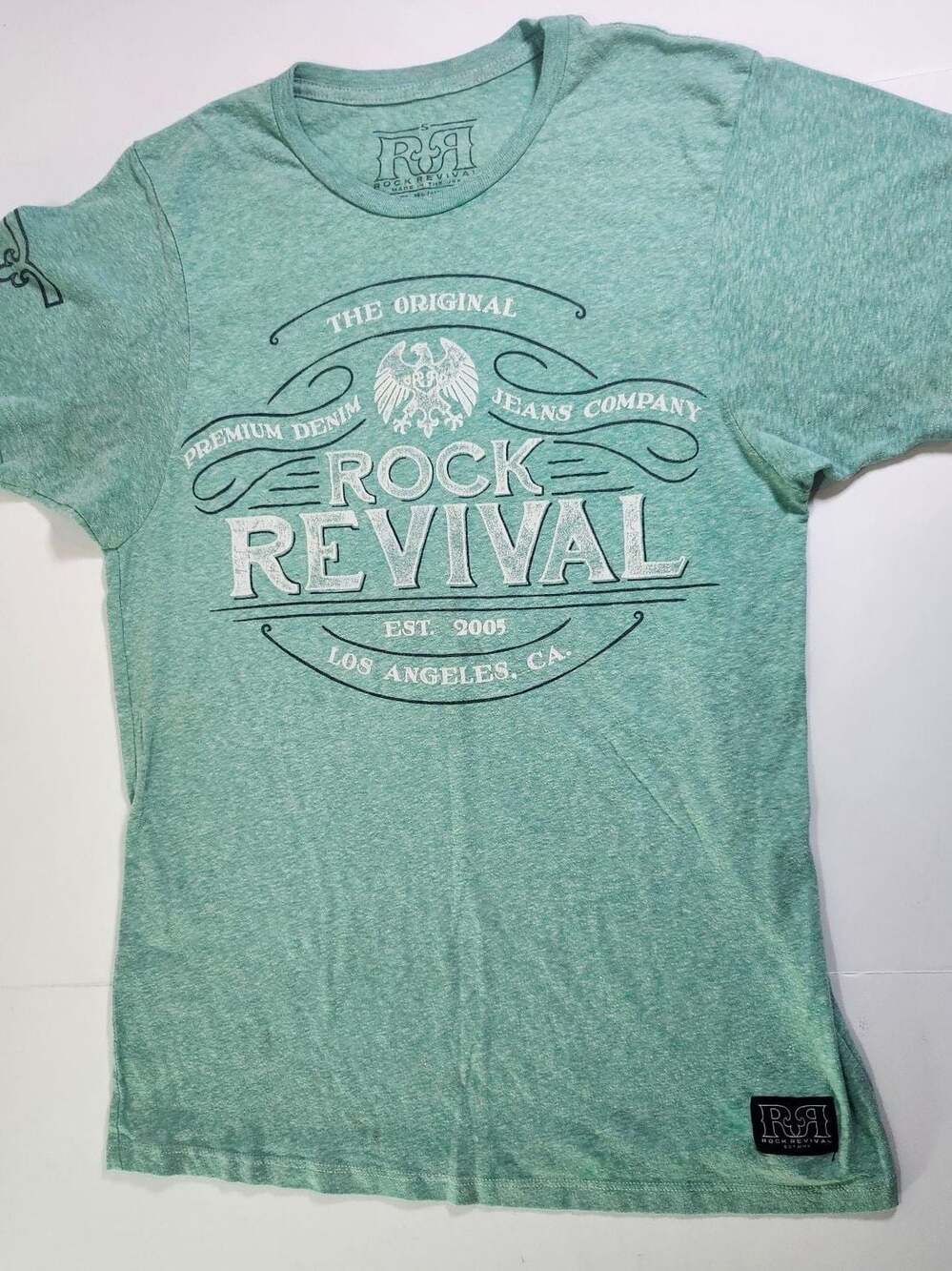 Rock Revival Green Heathered Short Sleeve Graphic T-Shirt Men's Size Small